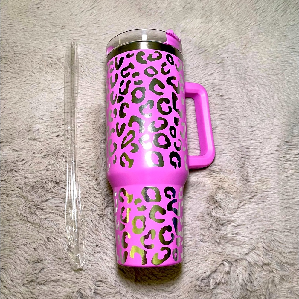 Pink Leopard Print Tumbler